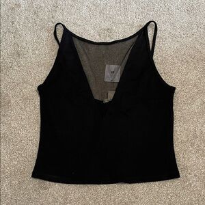 Urban Outfitters Black V-Neck Mesh-Back Cami Top NWT